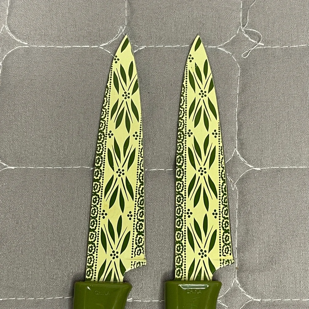 Kuhn Rikon Colori+ Paring Knives Herb‎ Garden Swiss Blade Safety Sheath Green